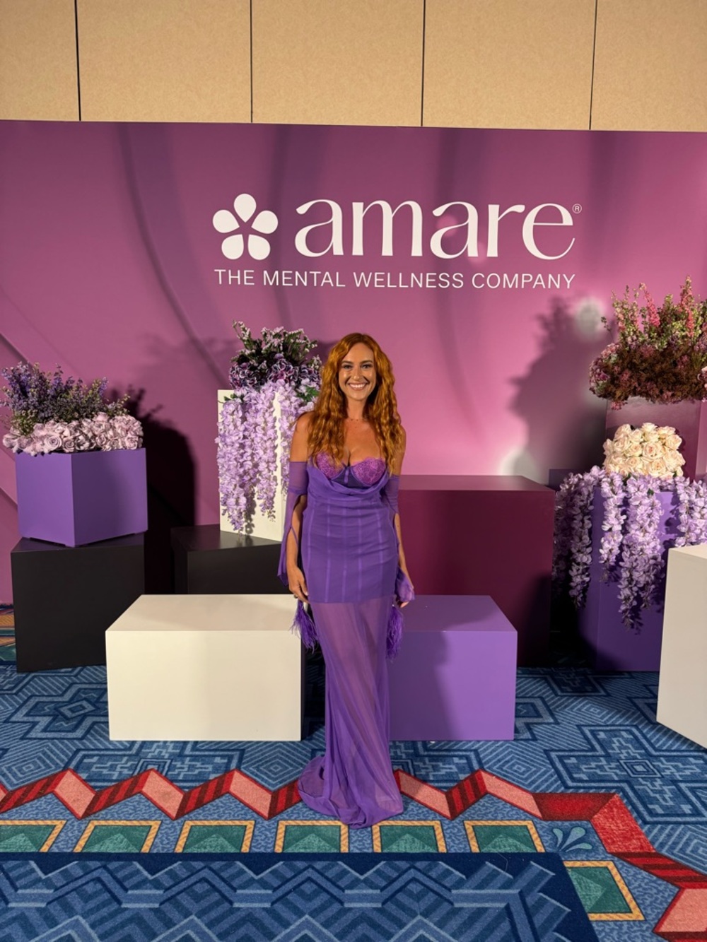 Retrofete Purple Sheer Evening Gown
